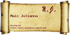 Maic Julianna névjegykártya